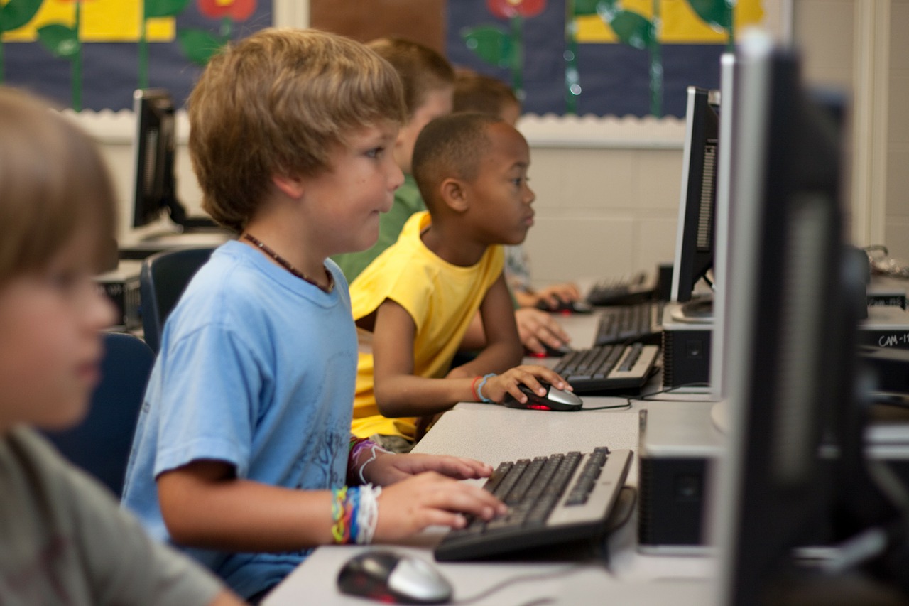 Students using desktop computers