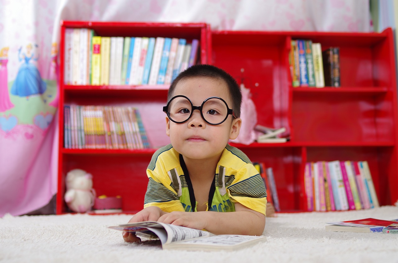 Boy reading a book